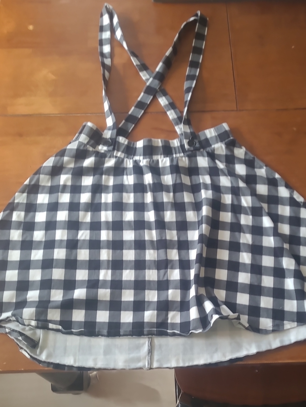 Black and White Gingham Suspender Skirt